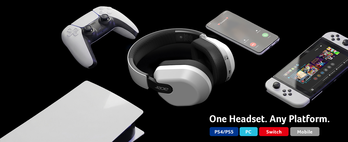acer OHR641 Wireless Gaming Headset Compatible with PS5/4 Nintendo Switch, PC, Mac