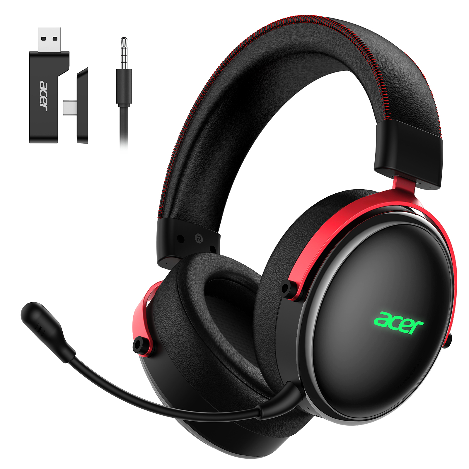 Acer 2.4GHz Wireless Gaming Headsets for PS5, PS4, PC, Switch, Tri-Mode Bluetooth Gaming Headset with Mic, Stereo Sound, 40+Hr Battery, 50mm Drivers - Black